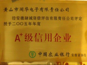 安徽省2004-005年度農業銀行A+級信用企業
